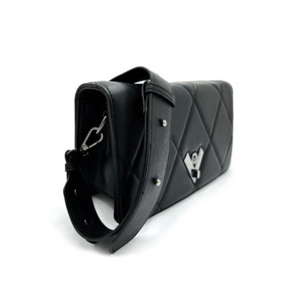 VALENTINO ORLANDI NWT Black Diamond Quilted Crossbody Shoulder Bag Clutch Purse - Picture 5 of 5